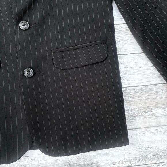 Chaps Blazer Boys Kids Sz 10 Regular Black Pinstripe Two Button Single Breasted - Picture 4 of 11